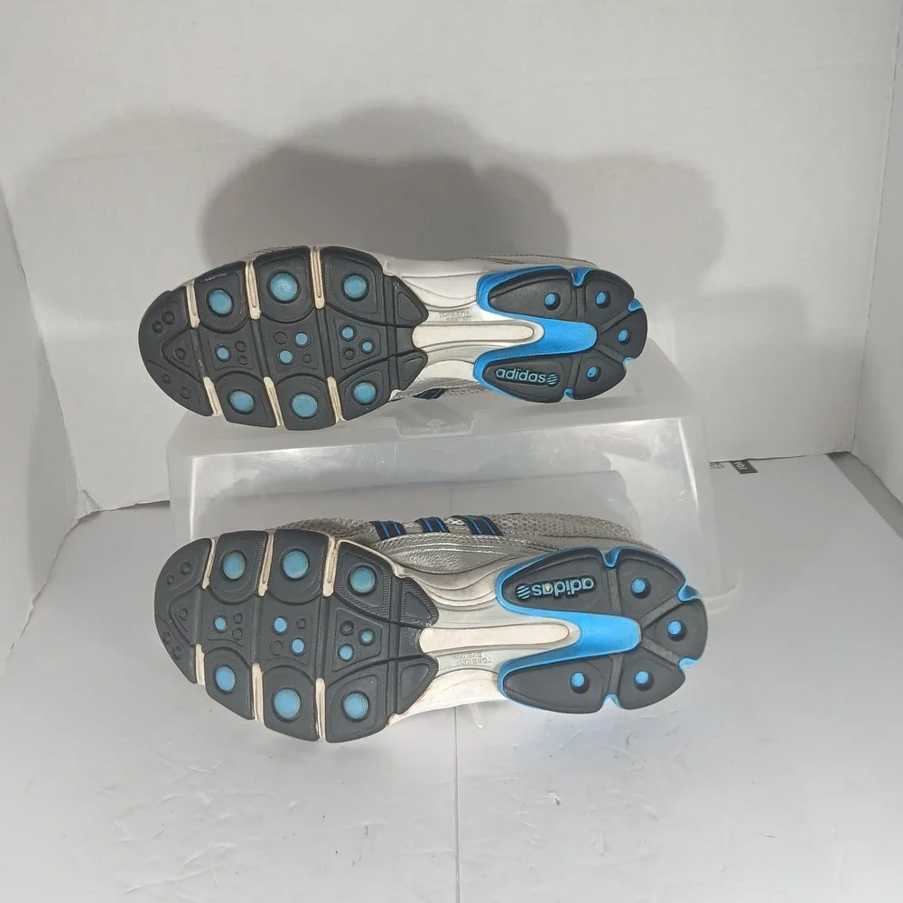 Adidas G11337 Running Shoes 8.5 Silver Blue Y2K Metallic Retro‎ Techwear